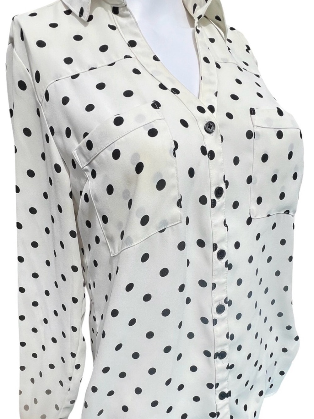 Express White Blouse with Black Polka Dots